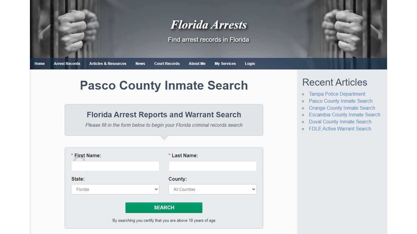 Pasco County Inmate Search - Florida Arrests