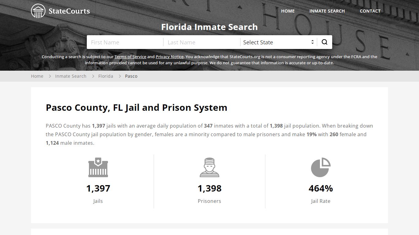 Pasco County, FL Inmate Search - StateCourts